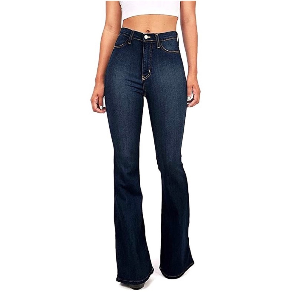 Bell Bottom High Waist Fitted Denim Jeans